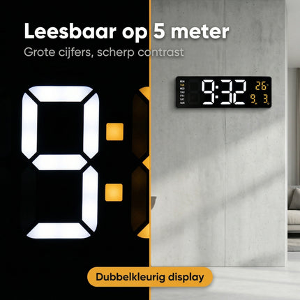Cheqo® Digitale Wandklok met Groot Display - Bezwaarkiller