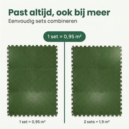 Cheqo® Vloermat Tegels Set van 6 Grasprint - Bezwaarkiller