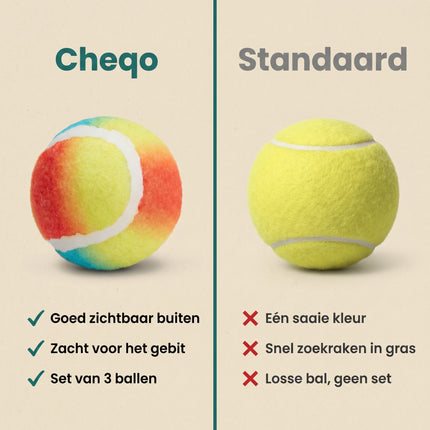 USP - Cheqo Regenboog Tennisballen voor Honden Set van 3