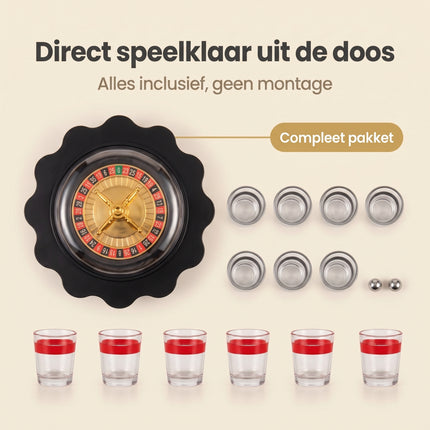Cheqo® Roulette Drankspel met 12 Shotglaasjes - Whats In Box