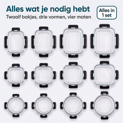 Cheqo Meal Prep Bakjes Set van 12 - Bezwaarkiller