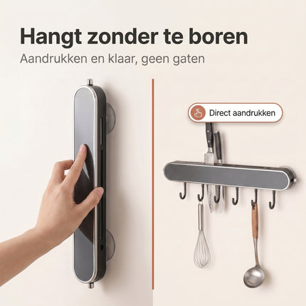 Cheqo® Keukenrek Wandmontage met Haken - Bezwaarkiller