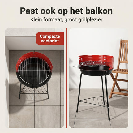 Cheqo® Houtskoolbarbecue 33x32x55 cm Zwart/Rood - Bezwaarkiller