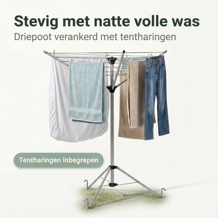 Cheqo® Droogrek Inklapbaar - Droogmolen Staand 3 Armen - Bezwaarkiller