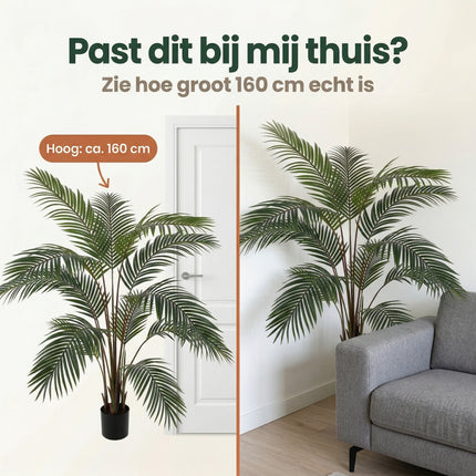 Cheqo® Kunstpalm - Kunstplant Palmboom - Kunstplanten voor Binnen - Grote Kunstplant - Bezwaarkiller