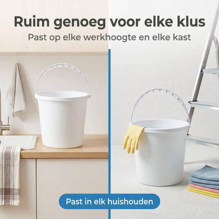 Cheqo® Emmer met Handvat 12L Wit - Bezwaarkiller