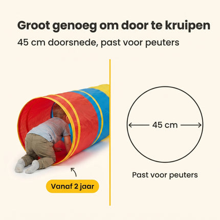 Cheqo® Speeltunnel Kruiptunnel Pop-Up Krabbeltunnel (ca. 180 cm lang, ca. 45 cm diameter) - Bezwaarkiller
