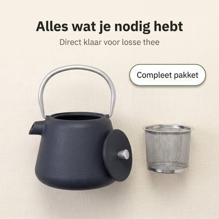 Cheqo® Theepot Gietijzer 1L Grijs - Bezwaarkiller