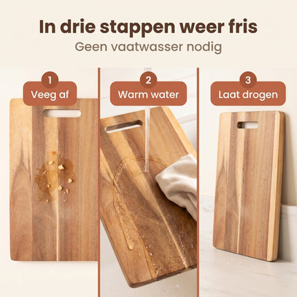Cheqo® Snijplank Acaciahouten met Handvat - Bezwaarkiller