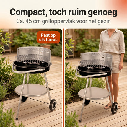 Cheqo® Houtskool Barbecue 47x77 cm Zwart/RVS - Bezwaarkiller