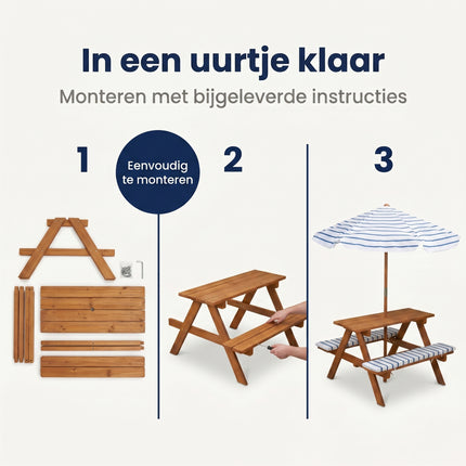 Cheqo® Picknicktafel voor Kinderen met Parasol - Bezwaarkiller