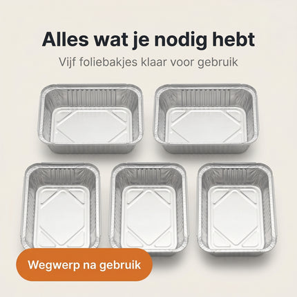 Cheqo® Grillschalen Set van 5 - BBQ Aluminium Barbecue Schalen - Wegwerpschalen - Grillbakjes - Lekbakken - Stoombakje - Oven - Airfryer - Vetopvangbakjes - Bereidingsbakjes - Aluminiumfolie Bakjes - Barbecue Accessoires