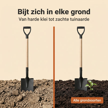 Cheqo® Schep met Houten Steel en D-greep - Bezwaarkiller
