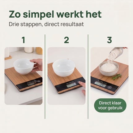 Cheqo® Digitale Keukenweegschaal Bamboe - Bezwaarkiller