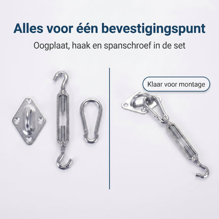 Cheqo Schaduwdoek Bevestigingsset Set van 3 - Bezwaarkiller