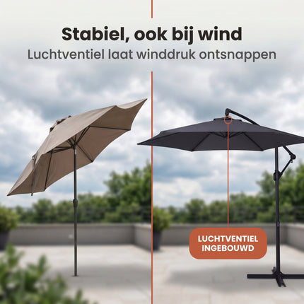 Cheqo® Zweefparasol Antraciet 300 cm - Bezwaarkiller