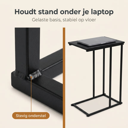 Cheqo® Bijzettafel C-vorm Zwart - Bezwaarkiller
