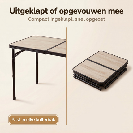 Cheqo® Campingtafel 90x60 cm Hoogte Verstelbaar - Bezwaarkiller