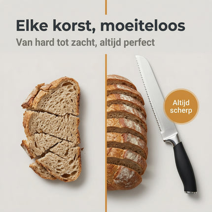 Cheqo® Broodmes Gekarteld RVS/Zwart - Bezwaarkiller
