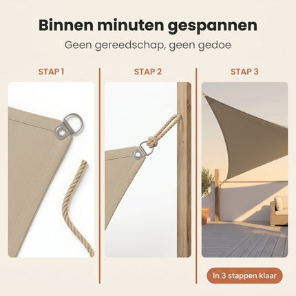 Cheqo® Schaduwdoek Driehoek - Zand Beige - Bezwaarkiller