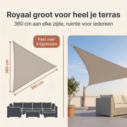 Cheqo Schaduwdoek Driehoek Zand - Bezwaarkiller