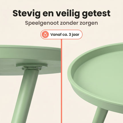 Cheqo® Kindertafel Rond — Pastel Groen - Bezwaarkiller