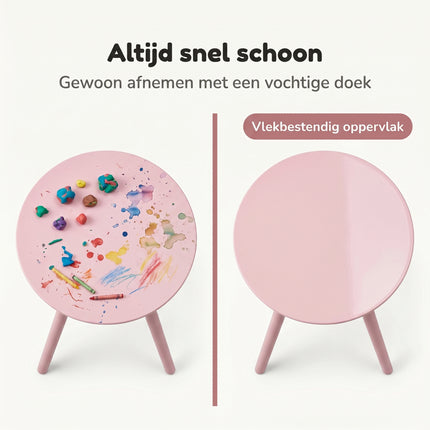 Cheqo® Kindertafel Rond Pastel Roze - Bezwaarkiller