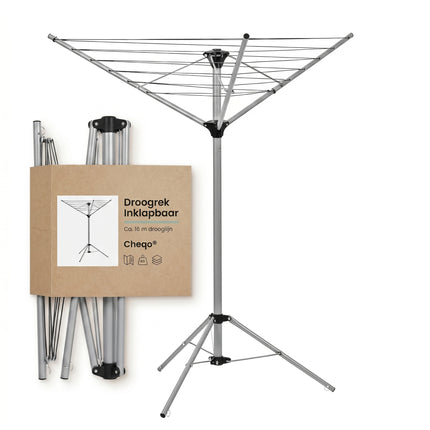 Cheqo® Droogrek Inklapbaar - Droogmolen Staand 3 Armen - Verpakking