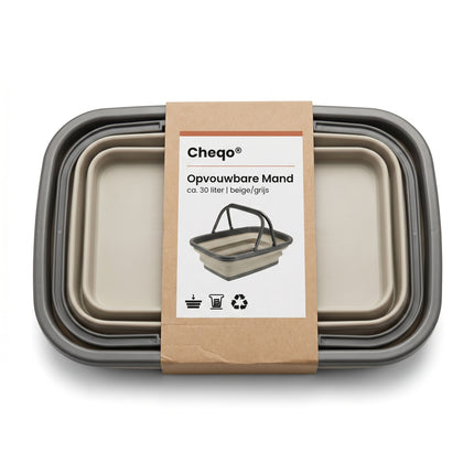Cheqo® Opvouwbare Boodschappenmand - Inklapbare Mand met Handvat - Verpakking