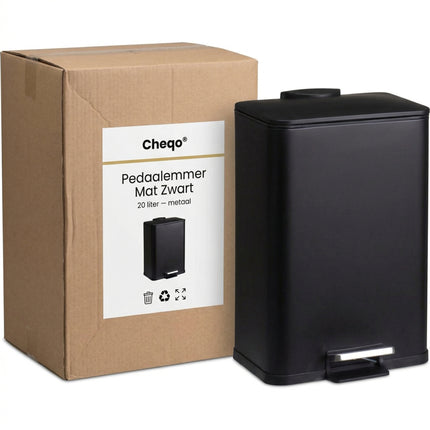 Cheqo® Pedaalemmer 20L Mat Zwart - Verpakking