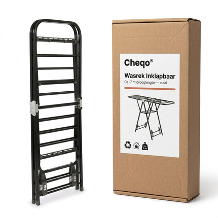 Cheqo® Wasrek Inklapbaar Zwart Metaal - Verpakking