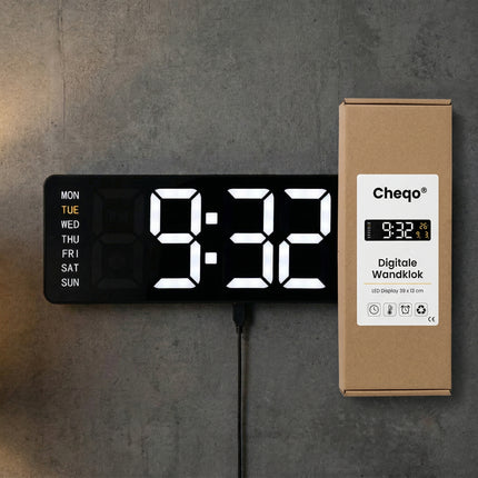 Cheqo® Digitale Wandklok met Groot Display - Verpakking