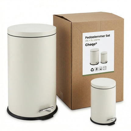 Cheqo® Pedaalemmer Set van 2 - Crème - Verpakking