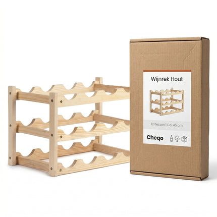 Cheqo® Wijnrek Hout voor 12 Flessen - Verpakking