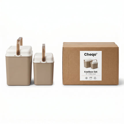 Cheqo® Koelbox Set Taupe 30+15L - Verpakking