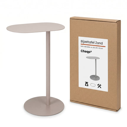 Cheqo® Bijzettafel van Metaal - Sidetable - Zand - Industrieel Design - Verpakking