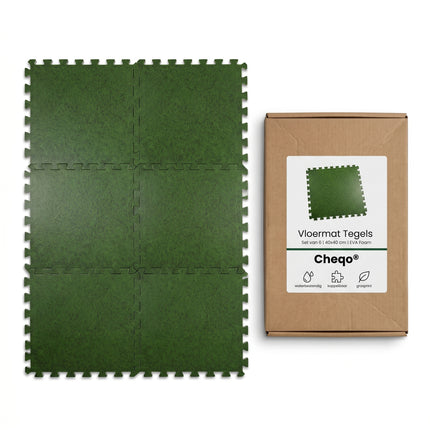 Cheqo® Vloermat Tegels Set van 6 Grasprint - Verpakking