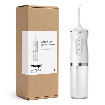 infographic-7: Cheqo waterflosser monddouche elektrisch draadloos oplaadbaar flosapparaat