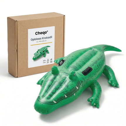 Cheqo® Opblaasbare Krokodil - Ride-on Krokodil - Krokodil Luchtbed - Opblaasdier - Opblaasfiguur - Zwembad Speelgoed - Waterspeelgoed - Strand Speelgoed - voor Kinderen - Verpakking