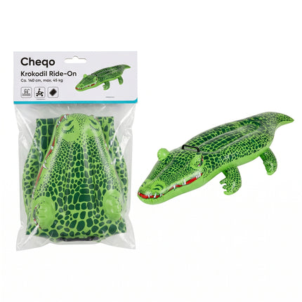 Cheqo® Opblaasbare Krokodil - Ride-On Krokodil - Pool Float - Zwembad Speelgoed - Verpakking