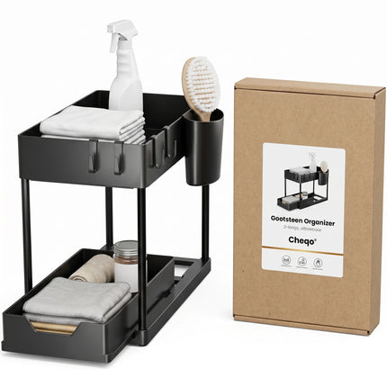 Cheqo Onder de Gootsteen Organizer 2-Laags Zwart - Verpakking