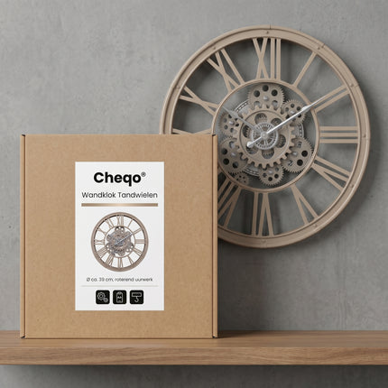 Cheqo® Wandklok met Roterend Uurwerk - Verpakking
