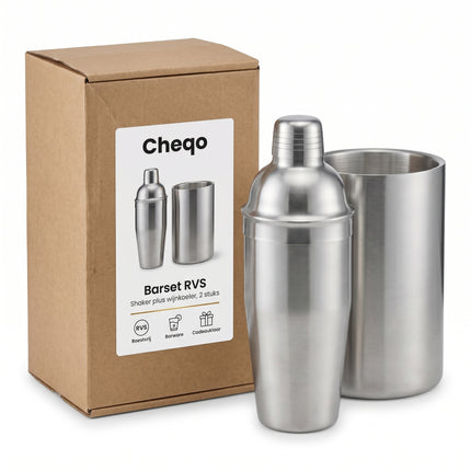 Cheqo® Cocktailshaker Set van 2 - Wijnkoeler en Cocktail Set - Verpakking