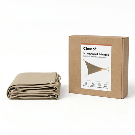 Cheqo® Schaduwdoek Driehoek - Zand Beige - Verpakking