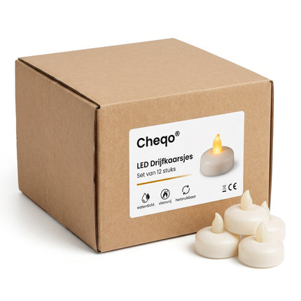 Cheqo LED Drijfkaarsjes Set van 12 - Verpakking
