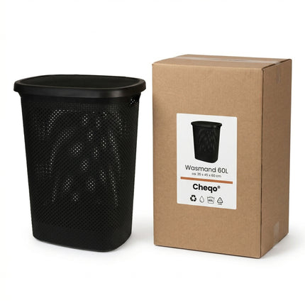Cheqo Wasmand met Deksel 60L Zwart - Verpakking