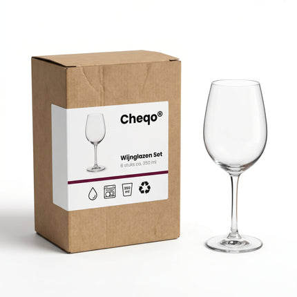 Cheqo® Wijnglazen Set van 6 Stuks - Verpakking