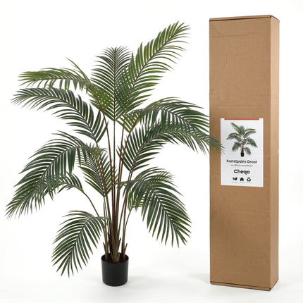 Cheqo® Kunstpalm - Kunstplant Palmboom - Kunstplanten voor Binnen - Grote Kunstplant - Verpakking