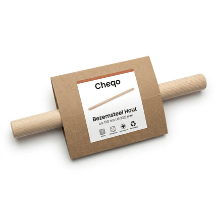 Cheqo® Houten Bezemsteel 120cm Ongelakt - Verpakking