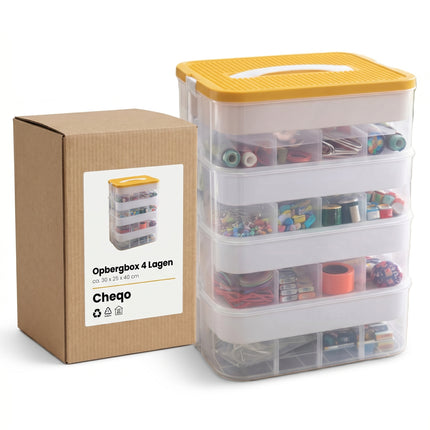 Cheqo® Opbergbox Stapelbaar - 4 Lagen - Verpakking
